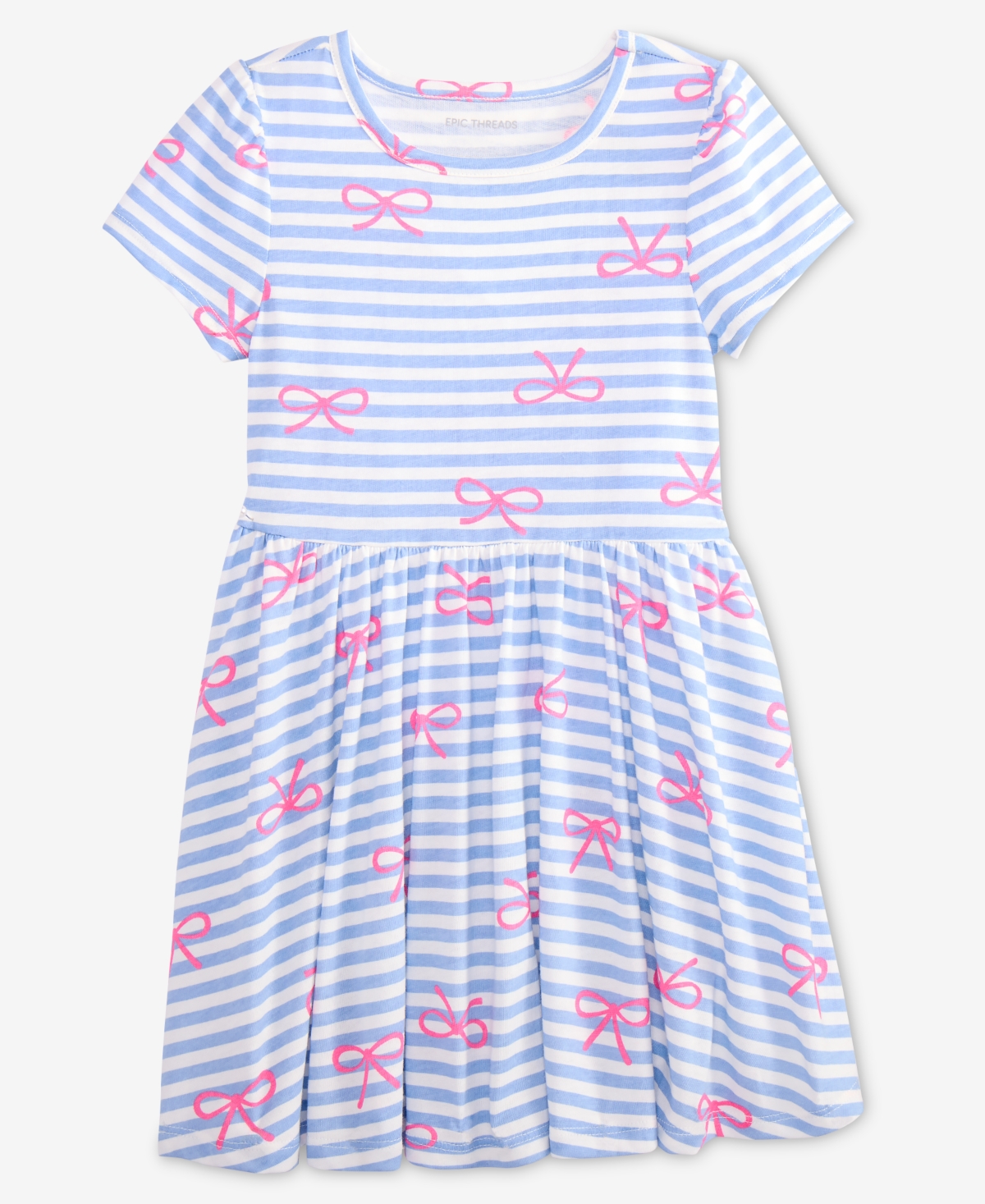 Epic Threads Girls Toddler 2T-4T Striped Bow Print Dress, Macy's Exclusive