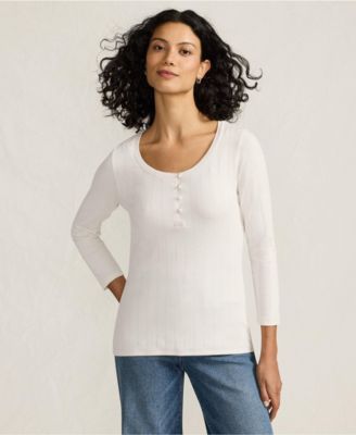Women's 3/4 Sleeve Variegated Micro Rib Henley
