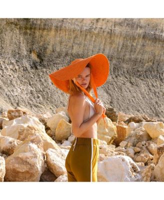 Lola Wide Brim Jute Straw Hat In Orange