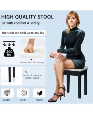 Generic 2-Pc. Wood Tri-Folding Lighted Mirror Vanity Table Set with Stool