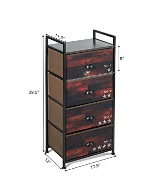 Industrial 4 Fabric Drawers Storage Dresser