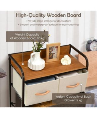 4-Tier Organizer Tower Steel Frame Wooden Top Storage with 5-Drawer Dresser