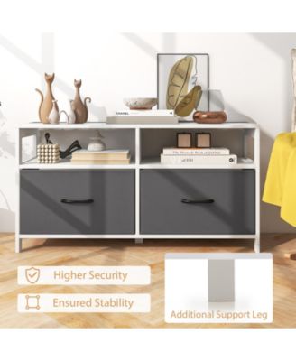 Fabric Chest of Drawers with 2 Drawers and 2 Open Shelves