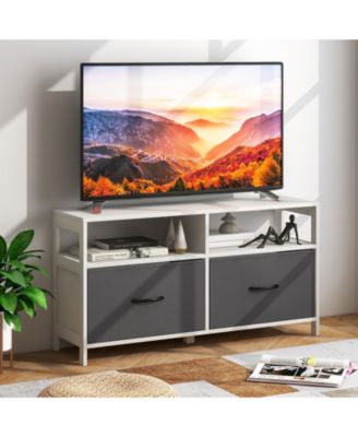 Fabric Chest of Drawers with 2 Drawers and 2 Open Shelves