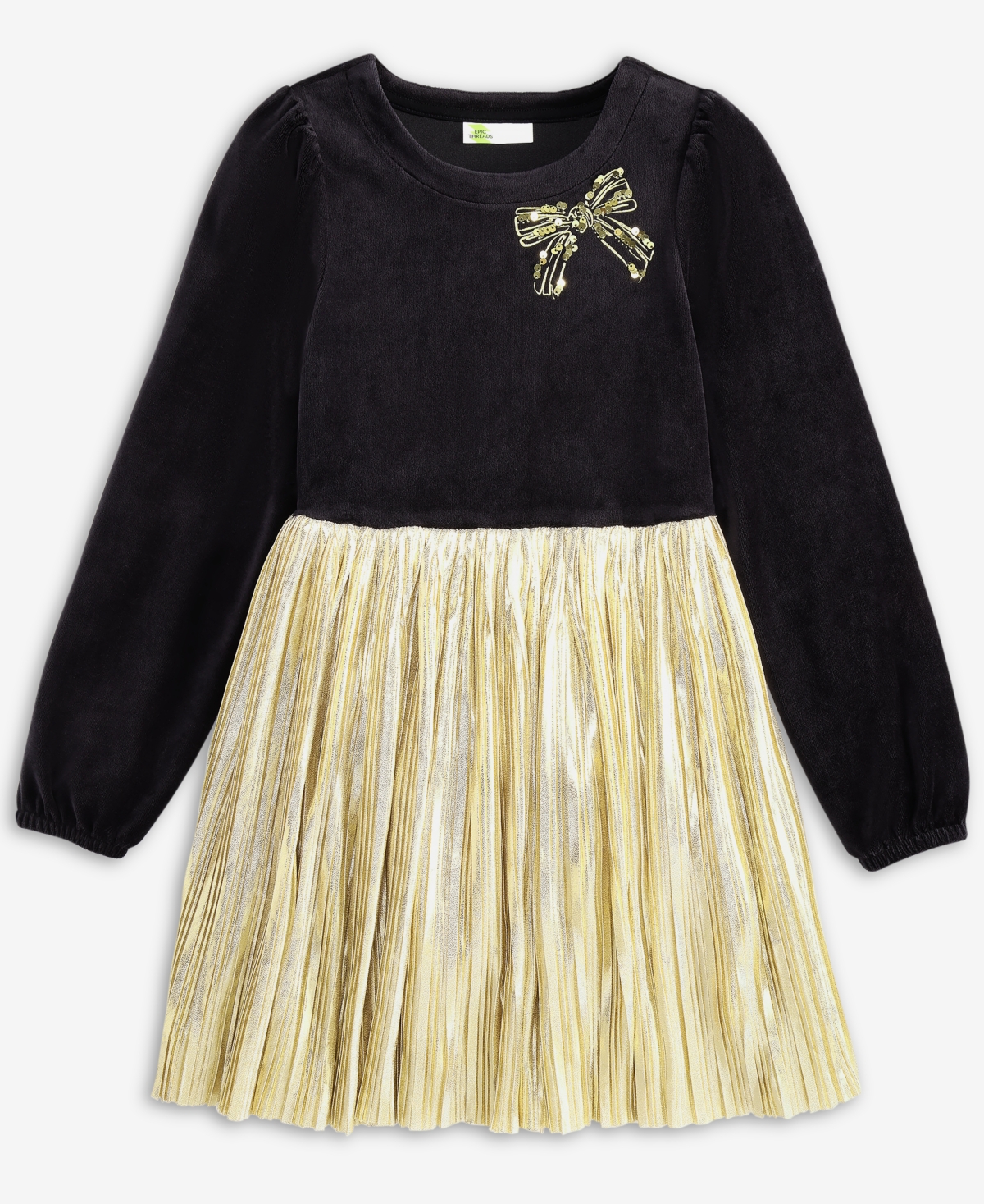 Epic Threads Girls 5-20 Bow Metallic-Skirt Dress, Macy's Exclusive