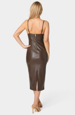 Women's Laux Leather Bustier Midi Dress
