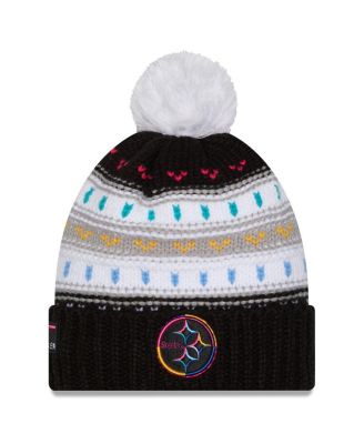 New Era - Women's Black Pittsburgh Steelers 2025 NFL Crucial Catch Cuffed Knit with Pom Hat