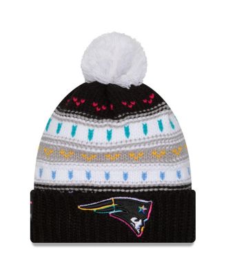 New Era - Women's Black New England Patriots 2025 NFL Crucial Catch Cuffed Knit with Pom Hat