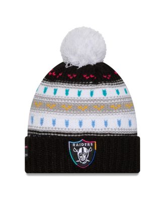 New Era - Women's Black Las Vegas Raiders 2025 NFL Crucial Catch Cuffed Knit with Pom Hat