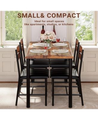 4 PC Wood high backrests and thick padded seats Dining Table Set