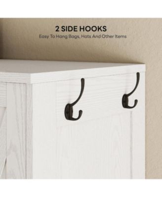 Wooden Wardrobe with Mirror, 2 Doors, Drawer, and Shelves, White