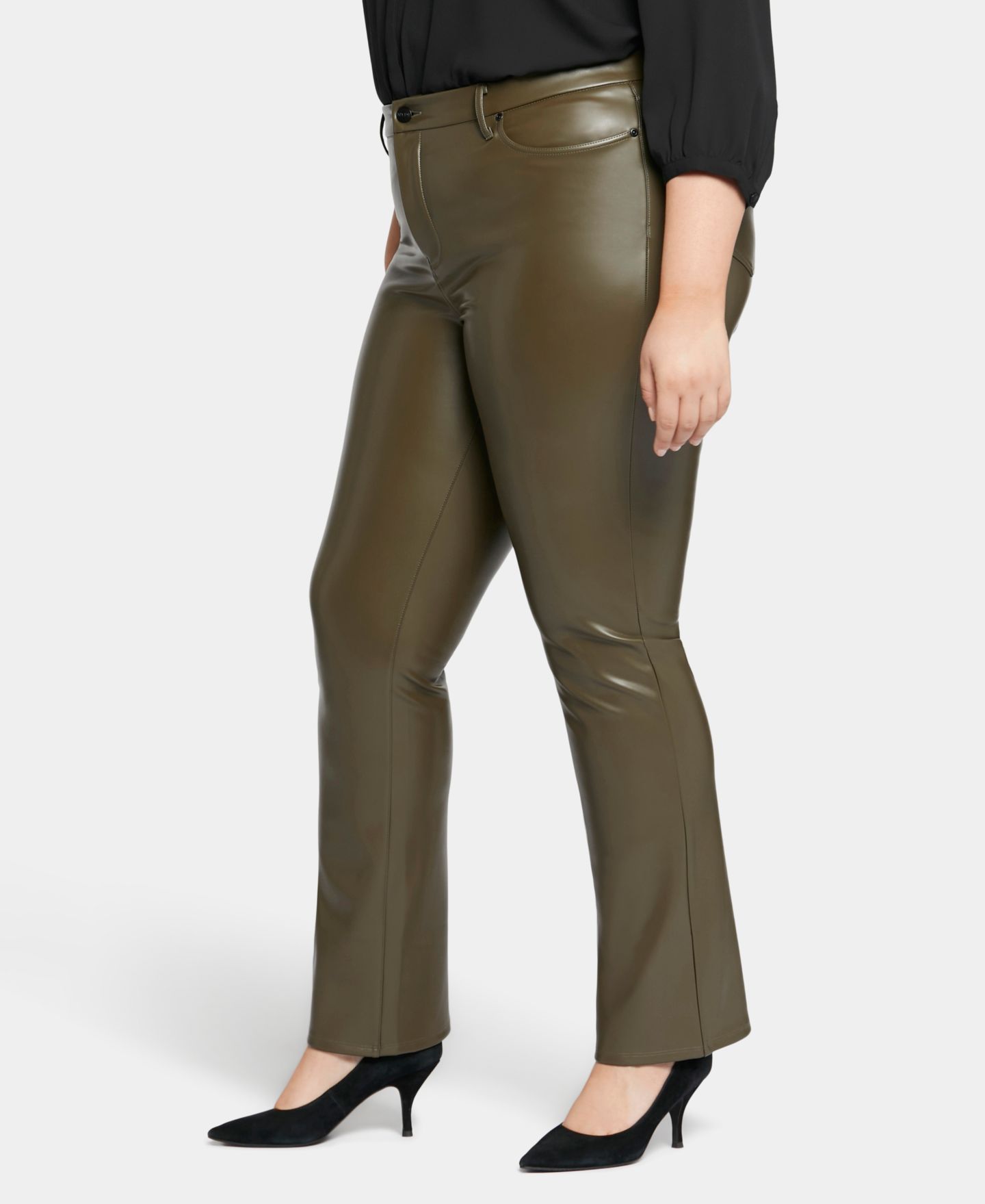 Женские брюки NYDJ Plus Size Artificial Leather Marilyn Straight, цвет: Tavern — фото 6