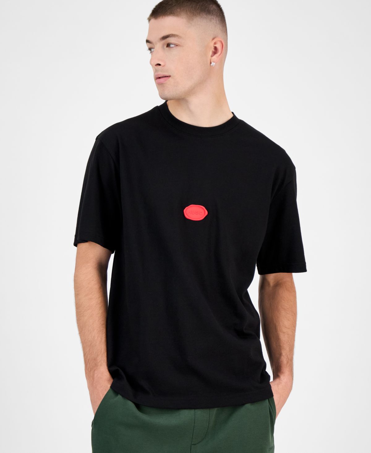 Мужская футболка свободного кроя Divis с логотипом Stamp Hugo Boss