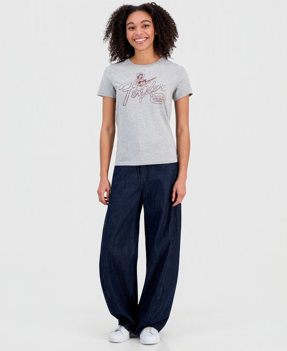 Lucky Brand Juniors' Cotton Fender Cowgirl T-shirt In Gray