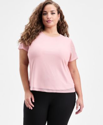 Trendy Plus Size Trendy Plus Size Mesh Short-Sleeve Top, Macy's Exclusive