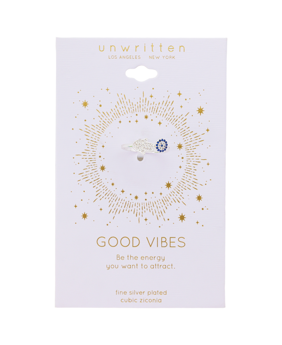 Unwritten Cubic Zirconia Hamsa and Evil Eye Statement Ring