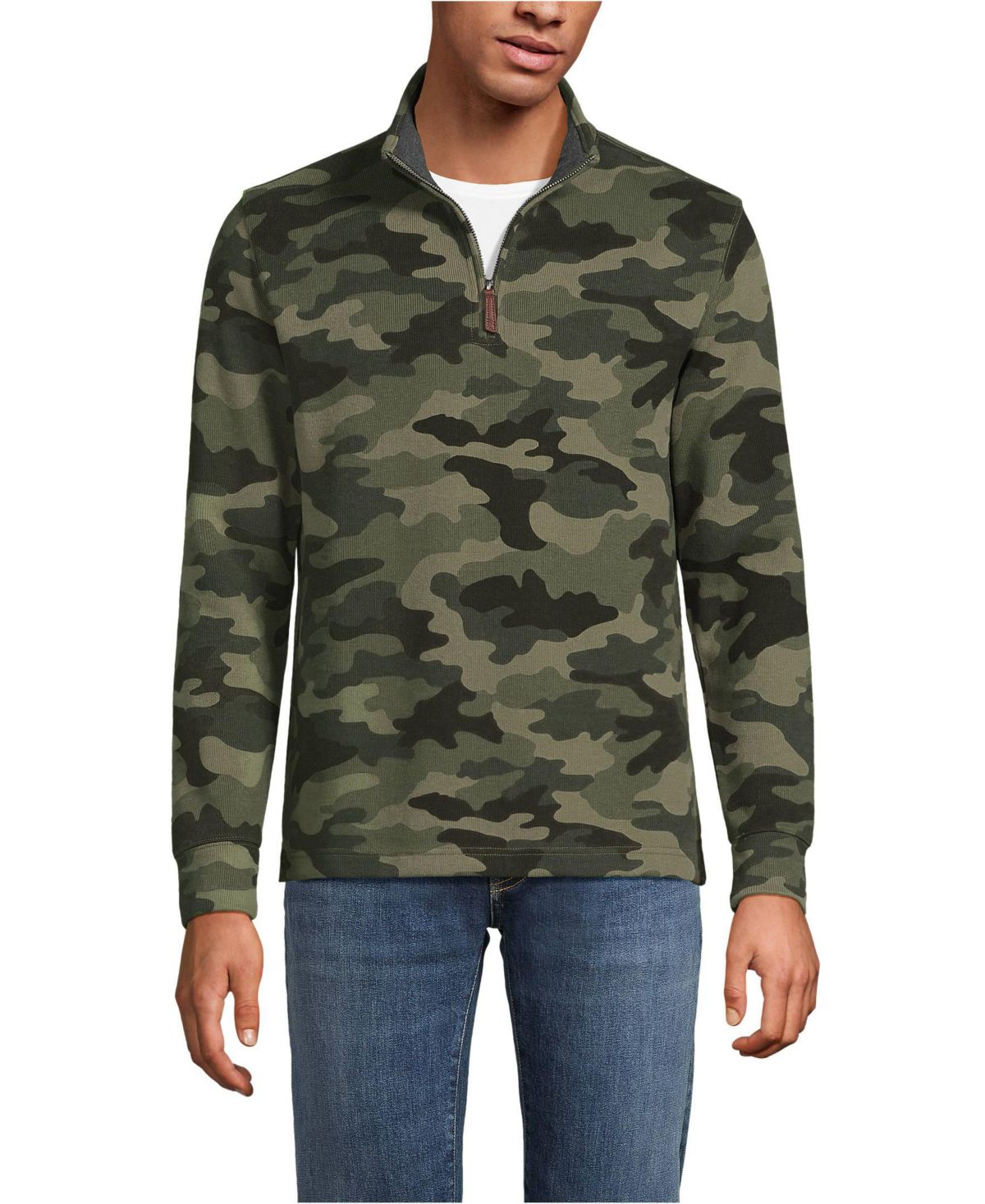 Большой и высокий повседневный свитер Bedford Rib с застежкой-молнией на четверть дюйма