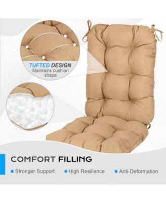 Outdoor 42"x 20" x5" Tufted Back Cushions Patio Replacement Chair Cushion with Ties, Water and Fade Resistant for All Weather, Set of 2