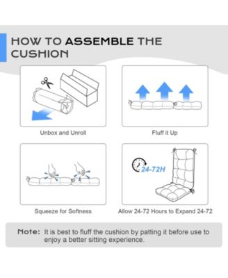 Outdoor Tufted Water & Fade-Resistant Patio Chair Back Cushions with Ties, Set of 2, 42" x 20" x 5"