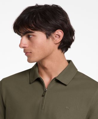 Men's Sleek Regular-Fit 1/4-Zip Piqu&eacute; Polo Shirt