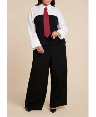 Women's Plus Size Bustier Button Up Twofer