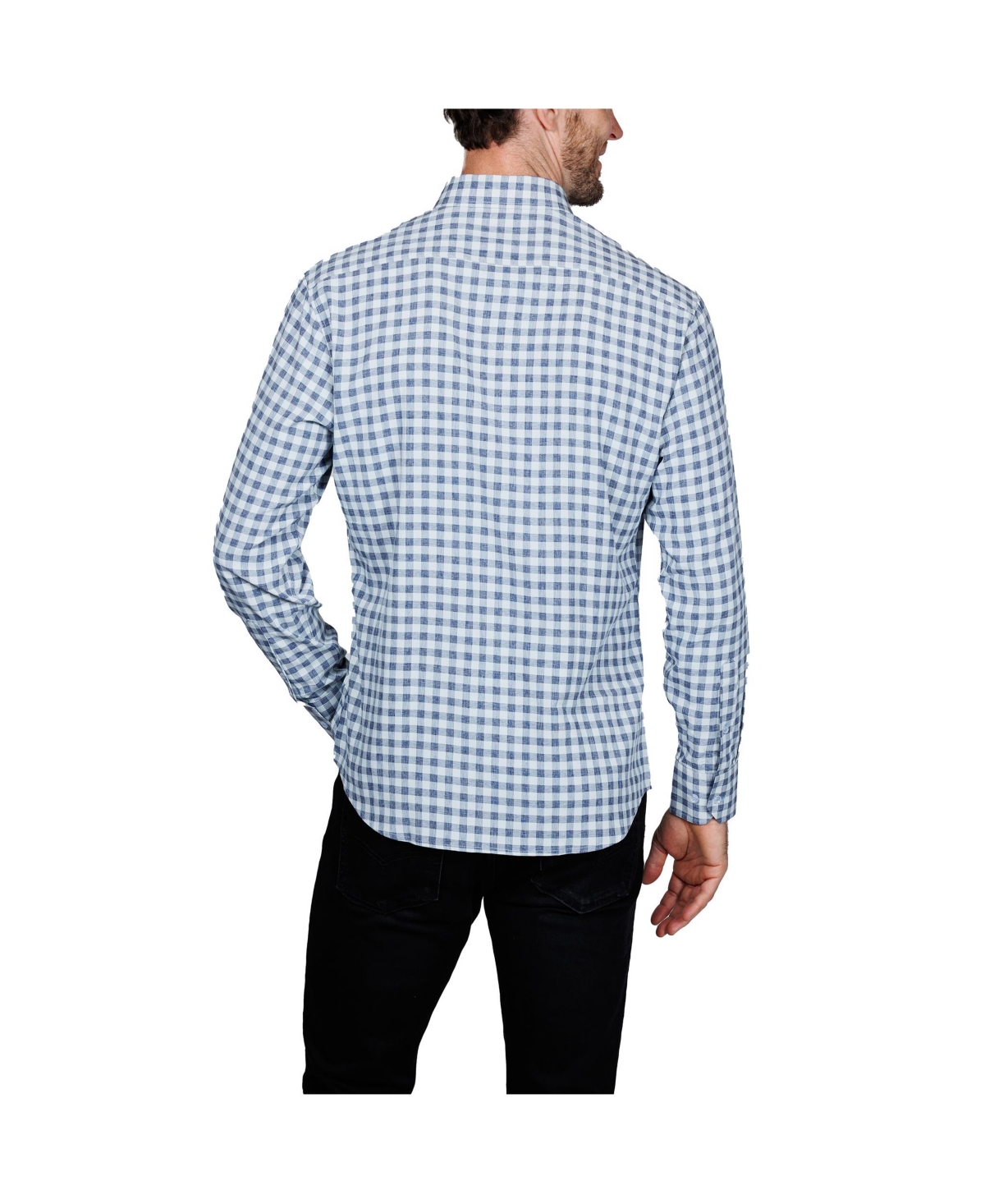 Tailorbyrd Men's Gingham Printed Performance Long Sleeve Shirt