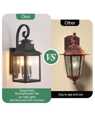 23 Inch Vintage Black Outdoor Wall Lantern Light with Clear Seeded Glass for Porch and Patio