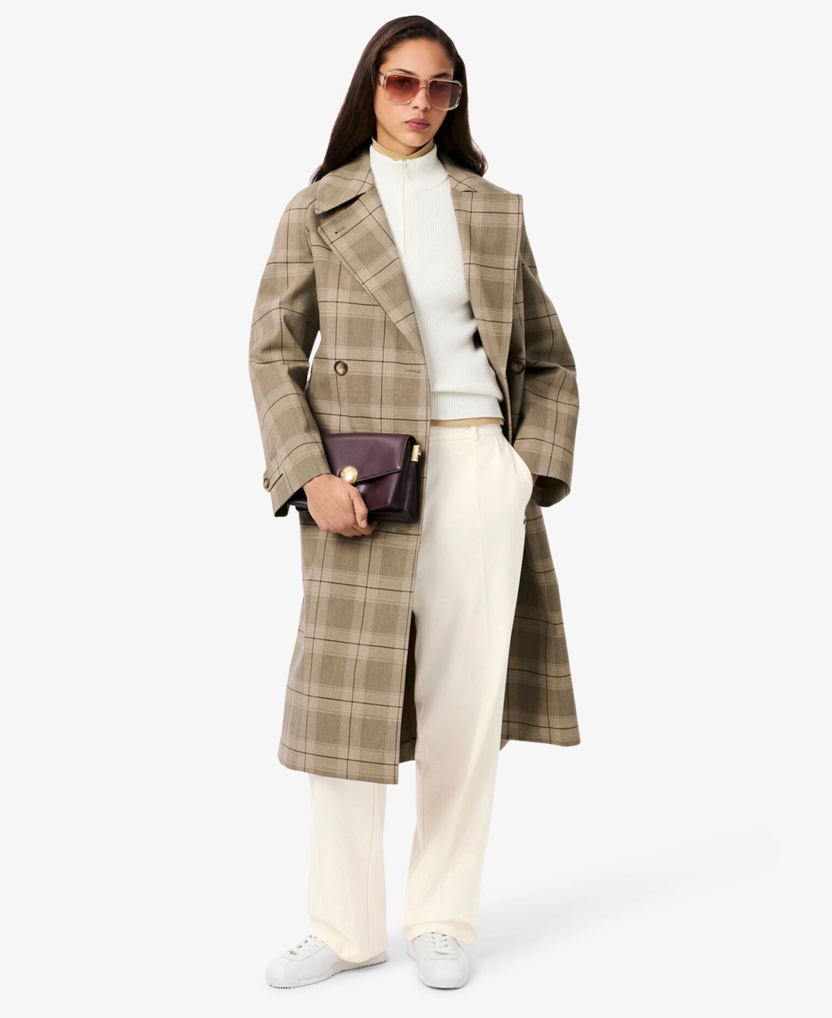 Lacoste Usa Women's Oversized Wide Leg Trousers In Neutral