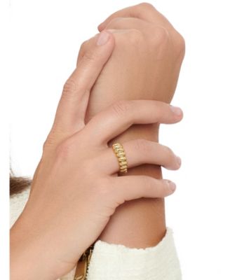 Puffy Ribbed Ring in Gold Plated Sterling Silver, Size 8