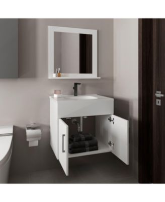 Jette 2-Door 1-Shelf Vanity Sink and Mirror Bathroom Set