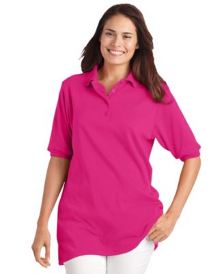 Plus Size Elbow-Sleeve Polo Tunic