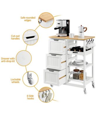 33" Rolling Kitchen Storage Serving Cart