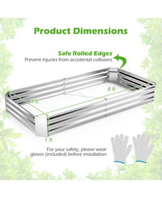 2PCS Galvanized Raised Garden Bed Elevated Rectangle Plant Box 8 x 4 x 1FT