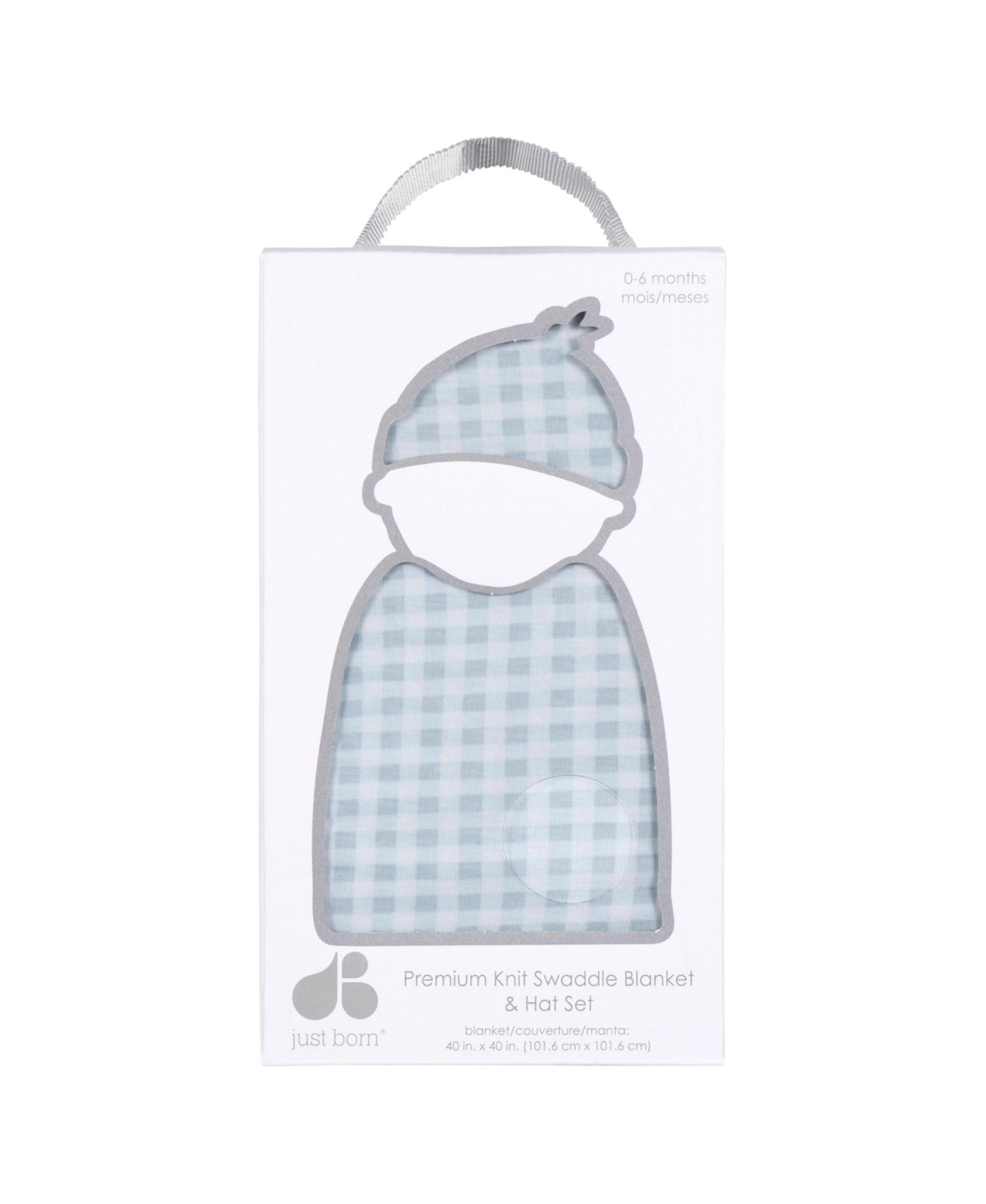 Just Born Baby 2-Piece Swaddle Blanket & Hat Set, Blue Plaid, One