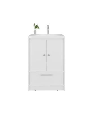 23.6"W Engineered Wood 2-Door 1-Drawer Compact Storage Bathroom Vanity