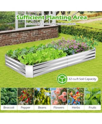 8 x 4 x 1FT Galvanized Raised Garden Bed Heavy-Duty Elevated Rectangle Plant Box