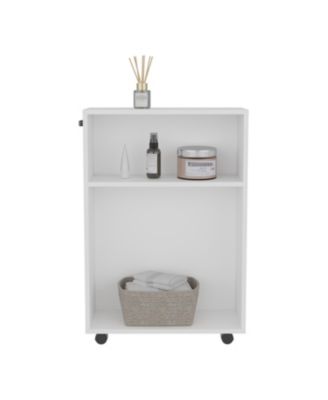 Saltillo Storage Cart, 2 Shelves, 4 Wheels, White