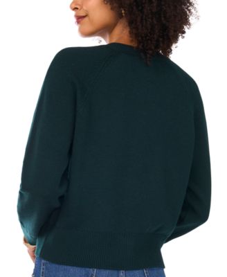 Women's Cozy Crewneck Raglan-Sleeve Cardigan Sweater
