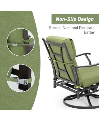 Patio High Back Chair Cushion Olefin Fabric Slipcover Sponge Foam 46 x 21 x 4 Inch, Set of 4 (Only Cushions)