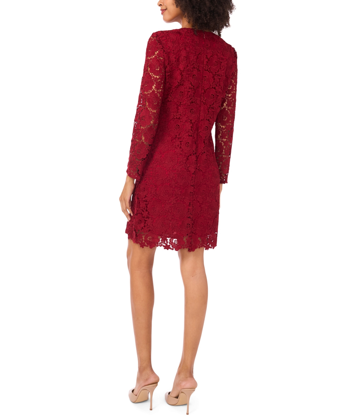 Cece Bow Trim Lace Sheath Dress In Brown