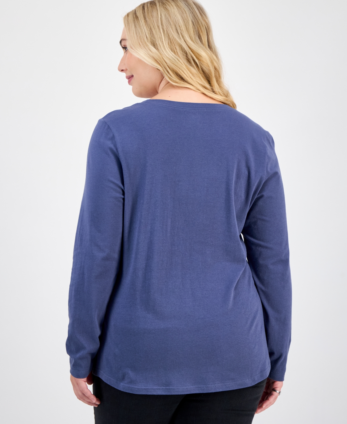 Aveto Plus Size Crewneck Top In Blue