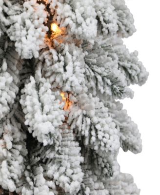 Puleo Pre-Lit Flocked Pencil Alpine Artificial Christmas Tree with 35 Lights, 3'