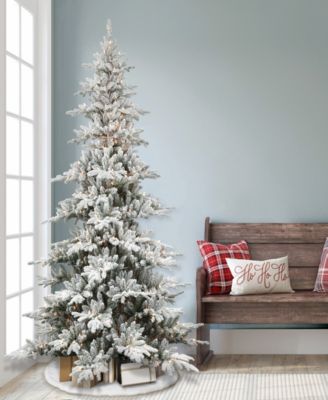 Puleo 7.5FT Pre-Lit Flocked Union Fir Artificial Christmas Tree