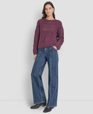 Petite Pointelle Crewneck Sweater