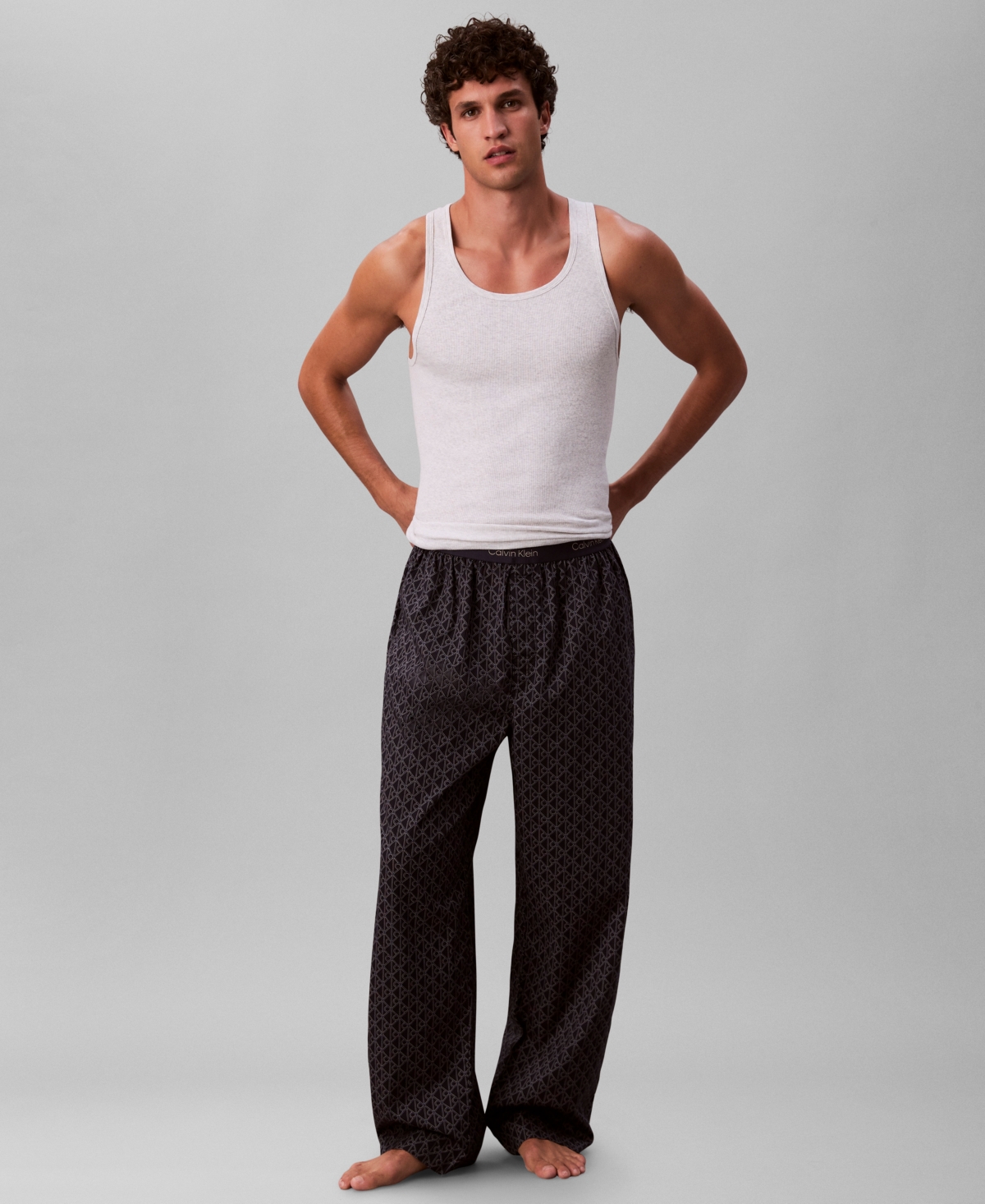 Calvin Klein Men's Cotton Poplin Sleep Pants In White