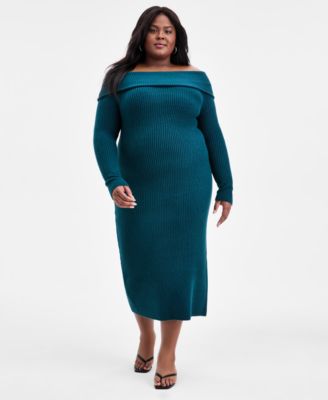 Trendy Plus Size Merlyn Off-The-Shoulder Dress, Macy's Exclusive