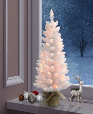 3' Pre-Lit Tree with 50 Underwriters Laboratories Clear Incandescent Lights and Burlap Base, 97 Tips