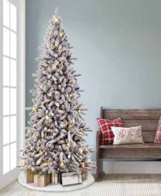 Puleo 6.5FT Pre-Lit Flocked Birmingham Fir Artificial Christmas Tree
