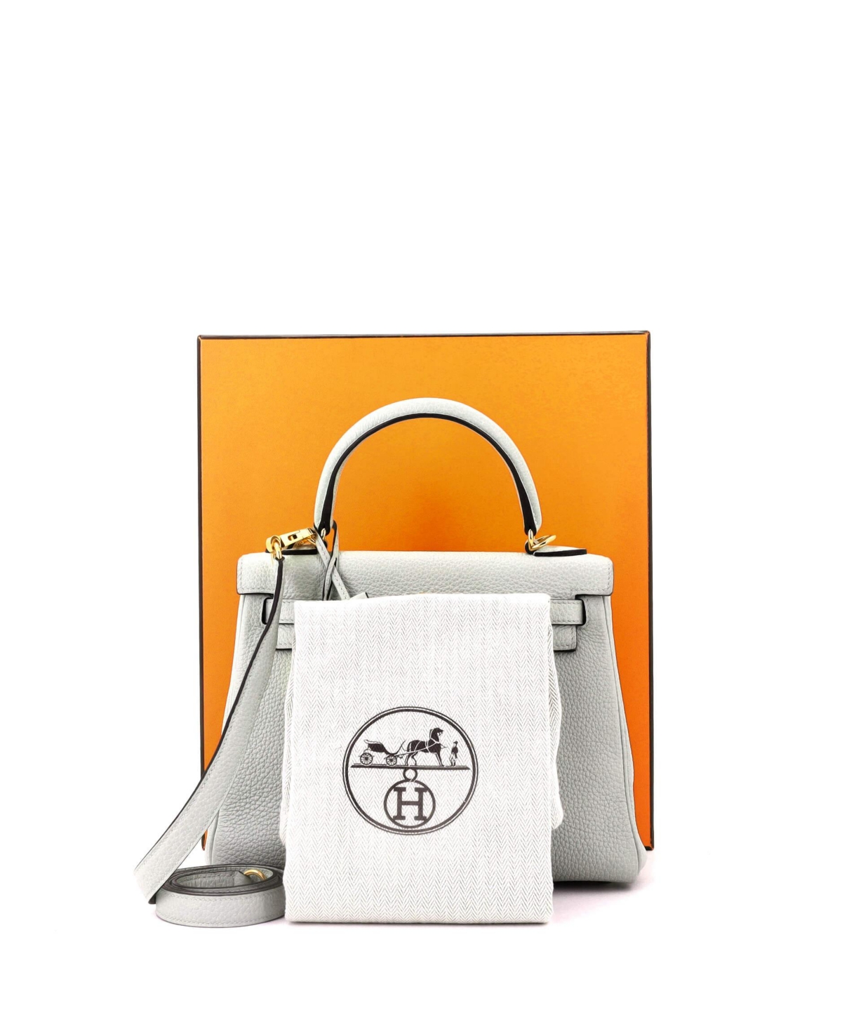 Pre-Owned Hermes Kelly 25 Handbag Grey Togo with Gold Hardware