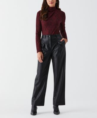 Petite Honeycomb Mosaic Print Ruched Mock Neck Long Sleeve Top